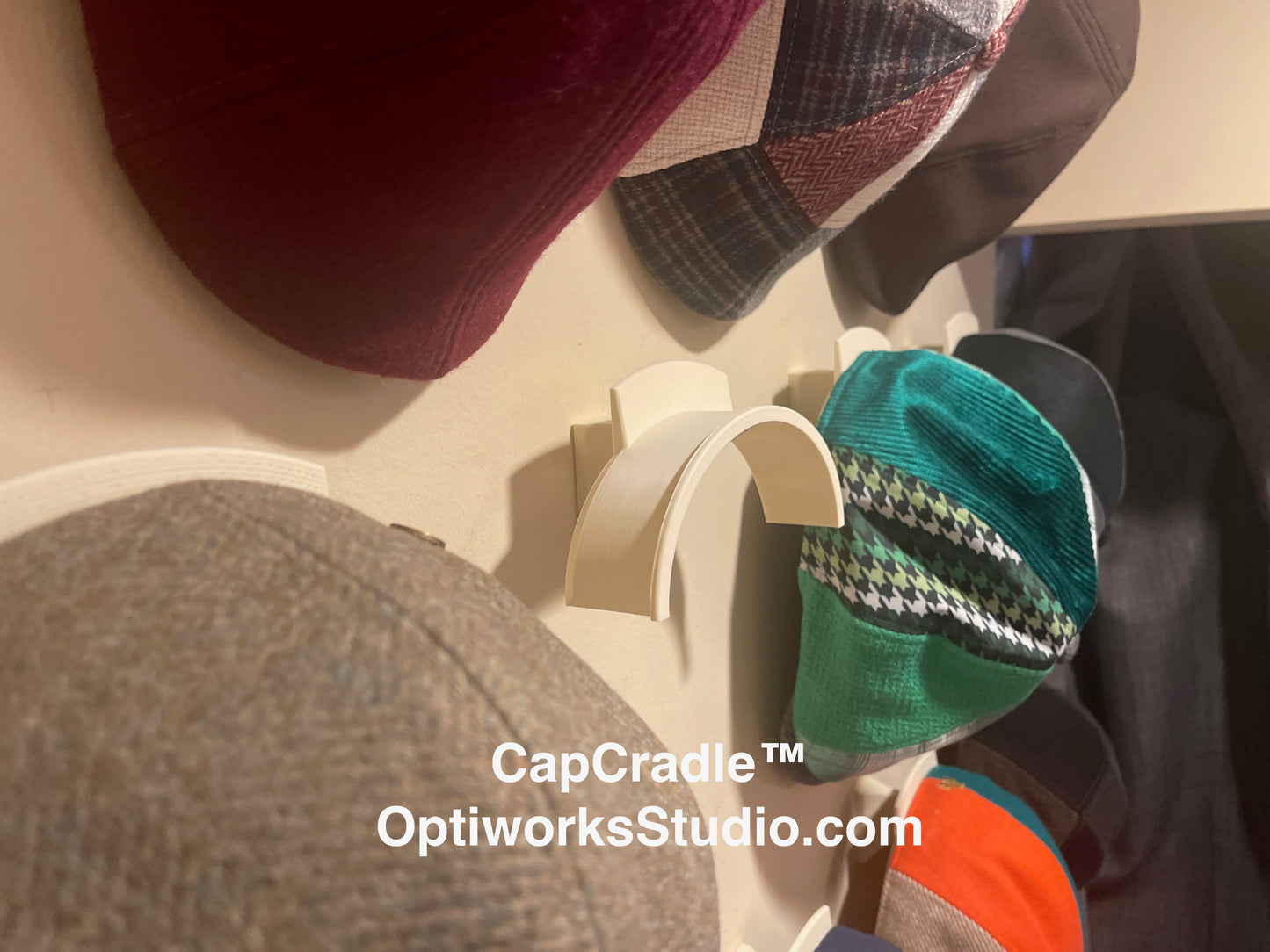 CapCradle™ Wall Display Hanger for Flat Caps & Newsboy Caps